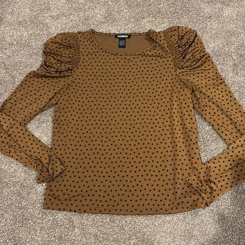 Womens Express brown polka dot top size XS